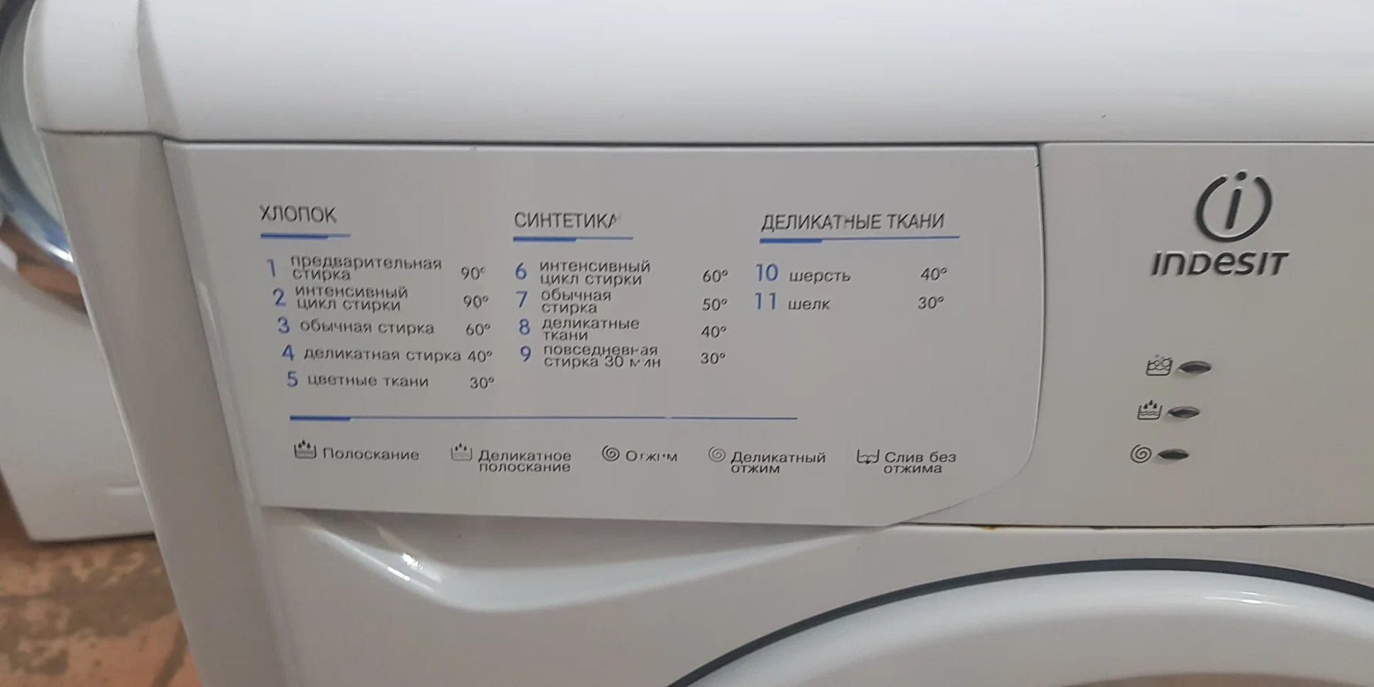 стиральная машина Indesit не отжимает бельё